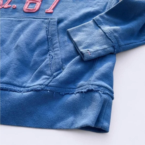 Aeropostale blue hoodie with pink accents & distressed hems - Picture 4 of 7